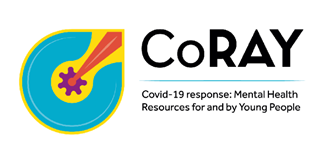 CoRAY logo with slogan: Covid-19 response: Mental Health Resources for and by Young People