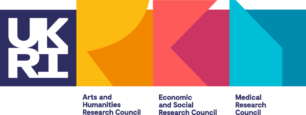 UKRI logos - UKRI ARts & Humanities Research Council, Economic & Social Research Council, Medical Research Council