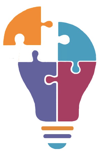 The Big Question logo - it shows jigsaw puzzle pieces in different colours which come together to form a lightbulb.