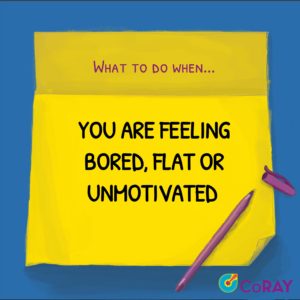 Image of the first page of the post-it note resource on feeling bored and unmotivated, demonstrating what the whole resource will look like when downloaded. You can click on this image to download the full resource.